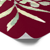 ワインレッドのグリーン写真 生の祝いのサイン ポスター (角)