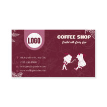 ワインレッドのコーヒーショップの名刺
