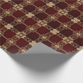 ワインレッドのゴールドフラワーラッピングペーパー ラッピングペーパー