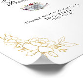 ワインレッドのゴールド箔写真ブース結婚式看板 ポスター (角)