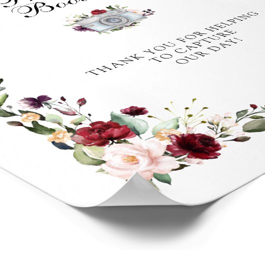 ワインレッドのゴールド箔 フォトブース ウェディングサイン ポスター (角)