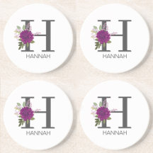 ワインレッドのダリアの花のアルファベットモノグラム