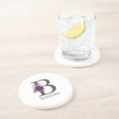 ワインレッドのダリアの花アルファベットイニシャル文字   コースター (側面)