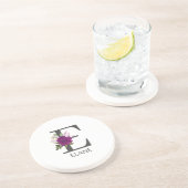 ワインレッドのダリアの花アルファベットイニシャル文字   コースター (側面)