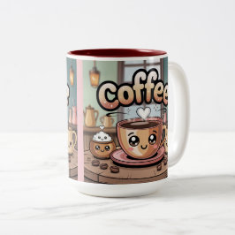 ワインレッドのツートンキュートコーヒーマグ ツートーンマグカップ