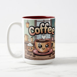 ワインレッドのツートンキュートコーヒーマグ ツートーンマグカップ