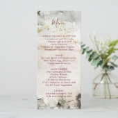 ワインレッドのテキスト グレー ゴールド 水彩 アルプス山脈 メニュー (スタンド正面)