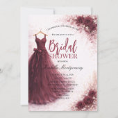 ワインレッドのドレス ブライズメイド ブライダルシャワー 招待状 (正面)
