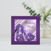 ワインレッドのハイヒールパーティー招待状 女性の誕生日パーティー 招待状 (スタンド正面)