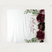 ワインレッドのハロウィン背景　愛に落ちる フォトブース タペストリー (正面(横))