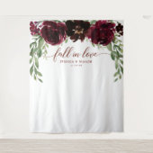 ワインレッドのハロウィン背景　愛に落ちる フォトブース タペストリー (正面)