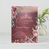 ワインレッドのバラとクラウンボケのキンセアニエラ 招待状 (スタンド正面)