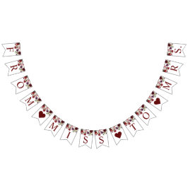 ワインレッドのバラのブライダルシャワーバナー バンティングフラッグ