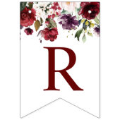 ワインレッドのバラのブライダルシャワーバナー バンティングフラッグ (第2の旗)