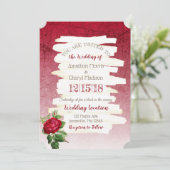 ワインレッドのバラの結婚式招待状 招待状 (スタンド正面)