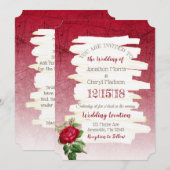 ワインレッドのバラの結婚式招待状 招待状 (正面/裏面)