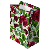 ワインレッドのバラの花柄 ミディアムペーパーバッグ (裏面アングル)