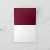 ワインレッドのバラの飾りが付いた、素朴な木製のウェディングサンクスカード サンキューカード (内部)