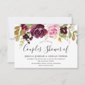 ワインレッドのバーリー オールシーズン カップルシャワー 招待状 (正面)