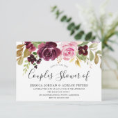 ワインレッドのバーリー オールシーズン カップルシャワー 招待状 (スタンド正面)