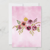 ワインレッドのパープルローズ フローラル サプライズ バースデー 招待状 (裏面)