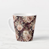 ワインレッドのブーケを添えたフラワーの結婚式 カフェラテマグ (左アングル)