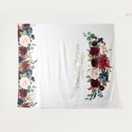 ワインレッドのブーケ シャワーの写真撮影用背景 タペストリー (正面(横))