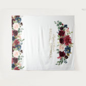 ワインレッドのブーケ シャワー フォトブースの背景 タペストリー (正面(横))