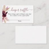 ワインレッドのベビーシャワーおむつくじ封筒カード エンクロージャーカード (正面/裏面)