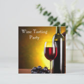ワインレッドのボトルとぶどうのエレガントなワイン試飲パーティー 招待状 (スタンド正面)