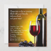 ワインレッドのボトルとぶどうのエレガントなワイン試飲パーティー 招待状 (裏面)
