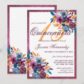 ワインレッドのマスタードカラーの水彩画の花　キンセアニエラ 招待状 (正面/裏面)