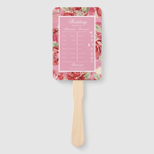 ワインレッドのモダンでエレガントなウェディング ハンドファン (正面)