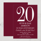 ワインレッドのモダンな周年記念招待状 招待状 (正面/裏面)