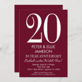ワインレッドのモダンな結婚記念日招待状 招待状 (正面/裏面)