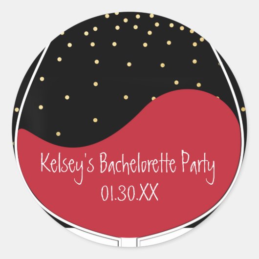 ワインレッドのモダンチックなグラス ステッカー ギフト (正面)