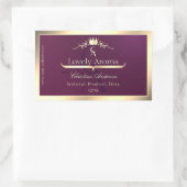 ワインレッドのラベルに金の縁取りのモノグラム 長方形シール (バッグ)