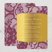 ワインレッドのレースゴールドの結婚式のロイヤル招待状 招待状 (正面/裏面)