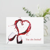 ワインレッドのワイングラス試飲会のパーティー招待状カード 招待状 (スタンド正面)