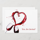 ワインレッドのワイングラス試飲会のパーティー招待状カード 招待状 (正面/裏面)