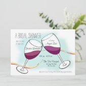 ワインレッドのワグラス ブライダルシャワーの招待状 招待状 (スタンド正面)