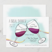 ワインレッドのワグラス ブライダルシャワーの招待状 招待状 (正面/裏面)