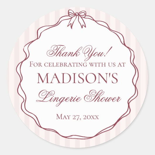 ワインレッドの下着シャワー ブラコン パーティー ラウンドシール (正面)