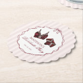 ワインレッドの下着パーティー ブライズメイド パンティー ペーパーコースター (アングル)