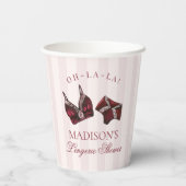 ワインレッドの下着 シャワー ブライズメイド パーティー 紙コップ (裏面)