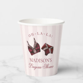 ワインレッドの下着 シャワー ブライズメイド パーティー 紙コップ