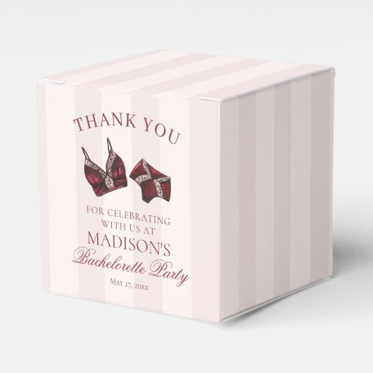 ワインレッドの下着 バチェロレッテパーティーのデザート フェイバーボックス (正面サイド)