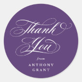 ワインレッドの優雅なスクリプト 卒業式 感謝 ラウンドシール (正面)