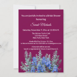 ワインレッドの冬のブライダルシャワーの招待状