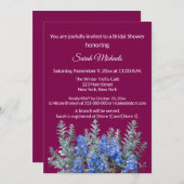 ワインレッドの冬のブライダルシャワーの招待状 (正面/裏面)